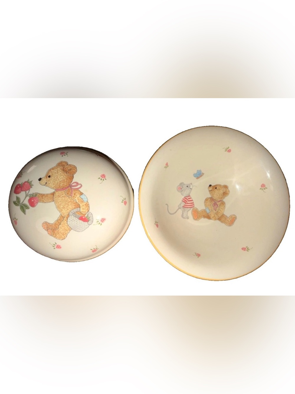 Vintage Mikasa CC018- Trinket Candy Dish & Bowl Teddy Bear Mouse Strawberries